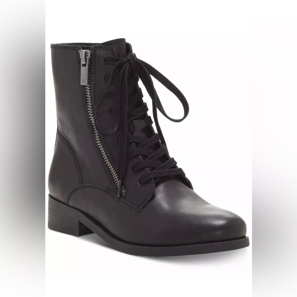 NIB Lucky Brand Womens Hildran Leather Almond Toe Ankle Boots Black Size 6M